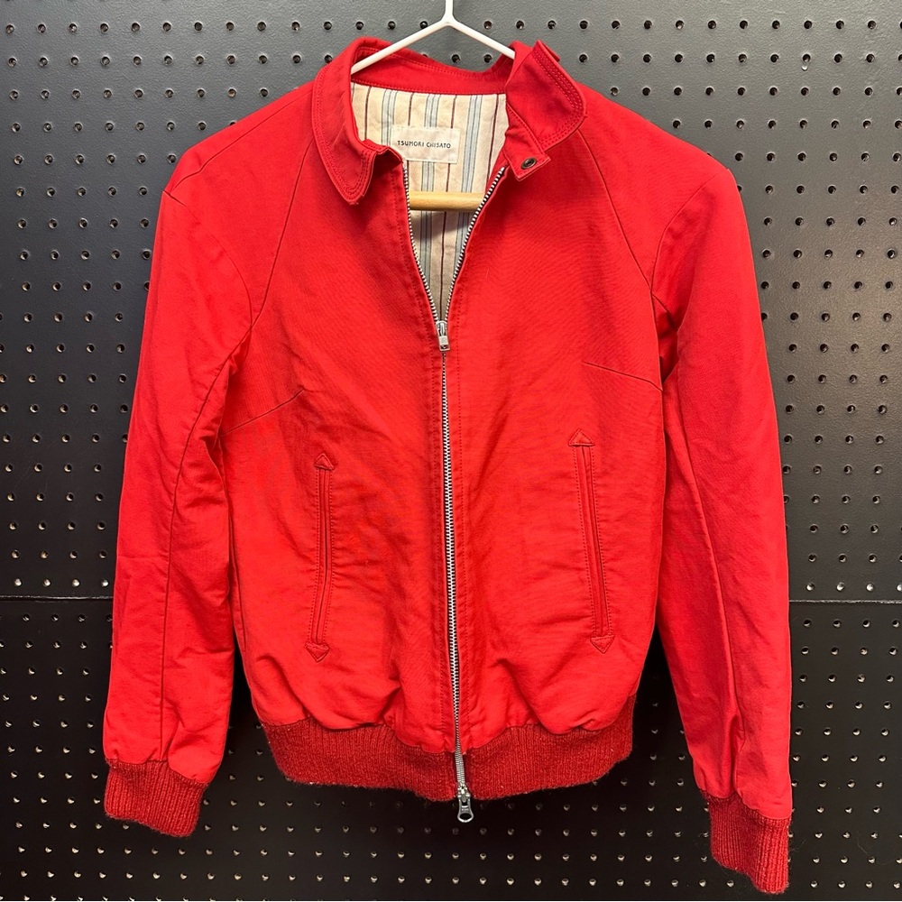 Tsumori Chisato Red Cotton Bomber Jacket Size 2 Japan TC13-FC166 Cropped Zip Up
